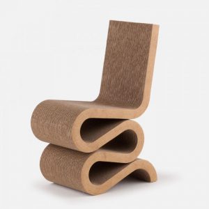 Can a chair remind us of the interests of future generations? 1 Vitra wiggle chair made by architect Frank Gehry out of cardboard.